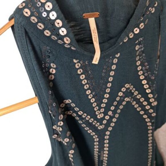 Free People Glitter City Tie Neck Mock Neck Sequin Halter Top - Picture 4 of 6